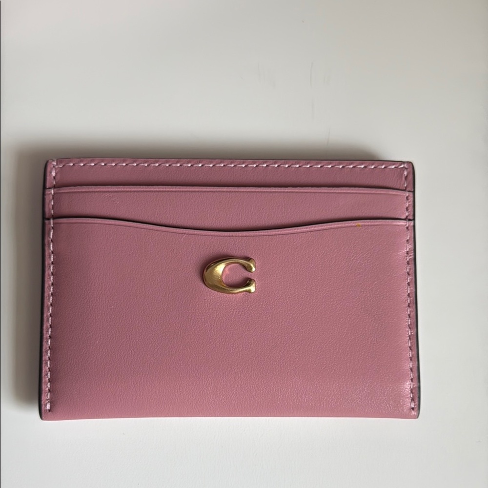 Coach essential card Case brass/true pink